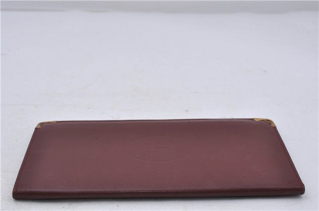 Authentic Cartier Must de Cartier Long Wallet Purse Leather Bordeaux Red 5272C