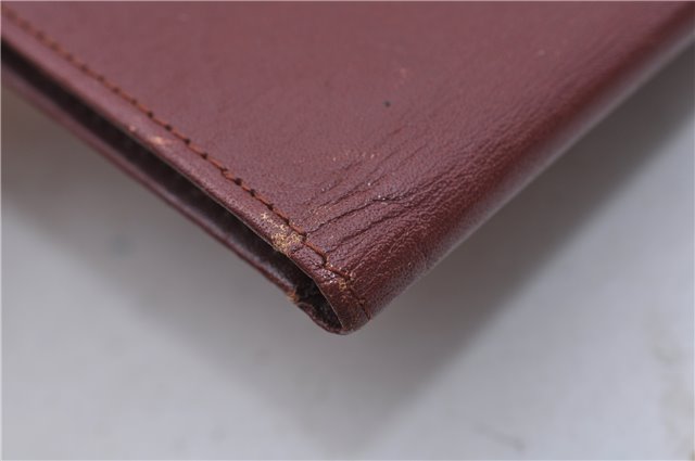 Authentic Cartier Must de Cartier Long Wallet Purse Leather Bordeaux Red 5272C