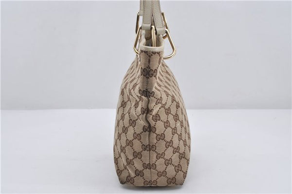 Authentic GUCCI Shoulder Tote Bag GG Canvas Leather 120840 Brown Ivory 5273E