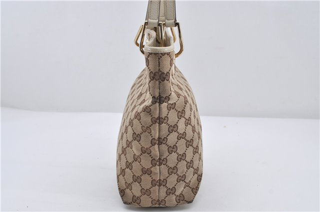 Authentic GUCCI Shoulder Tote Bag GG Canvas Leather 120840 Brown Ivory 5273E