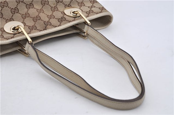 Authentic GUCCI Shoulder Tote Bag GG Canvas Leather 120840 Brown Ivory 5273E