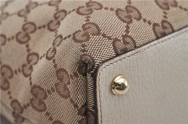 Authentic GUCCI Shoulder Tote Bag GG Canvas Leather 120840 Brown Ivory 5273E