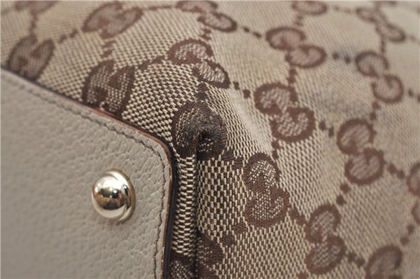 Authentic GUCCI Shoulder Tote Bag GG Canvas Leather 120840 Brown Ivory 5273E