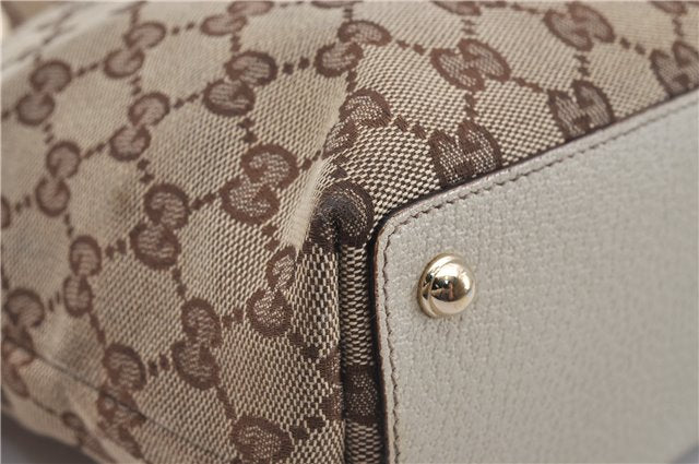 Authentic GUCCI Shoulder Tote Bag GG Canvas Leather 120840 Brown Ivory 5273E