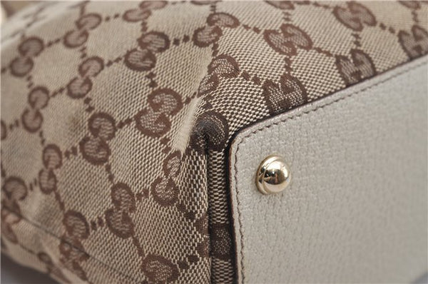 Authentic GUCCI Shoulder Tote Bag GG Canvas Leather 120840 Brown Ivory 5273E