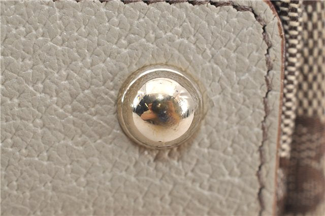 Authentic GUCCI Shoulder Tote Bag GG Canvas Leather 120840 Brown Ivory 5273E