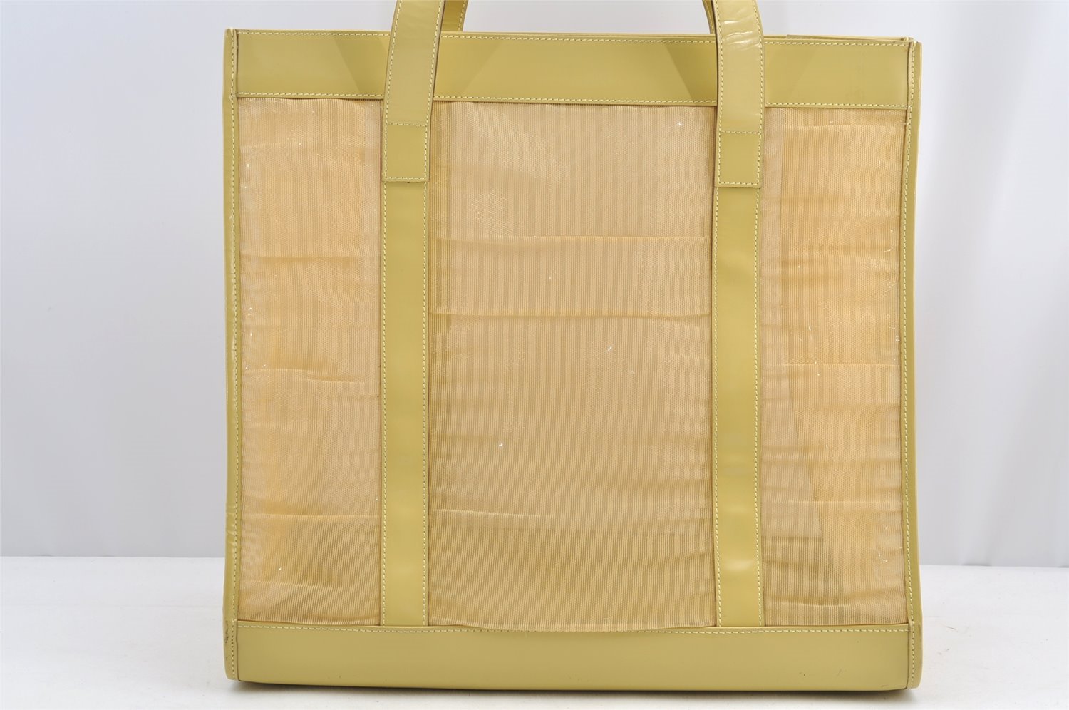 Authentic GUCCI Vintage Shoulder Tote Bag Mesh Leather Yellow 5273I