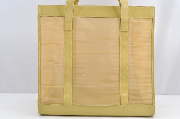 Authentic GUCCI Vintage Shoulder Tote Bag Mesh Leather Yellow 5273I