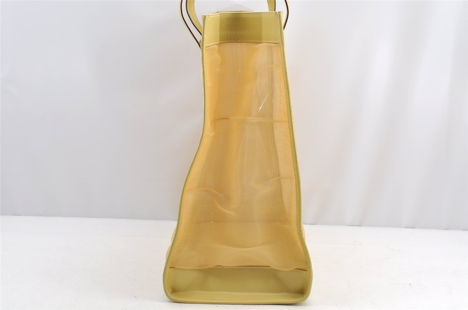 Authentic GUCCI Vintage Shoulder Tote Bag Mesh Leather Yellow 5273I