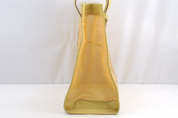 Authentic GUCCI Vintage Shoulder Tote Bag Mesh Leather Yellow 5273I