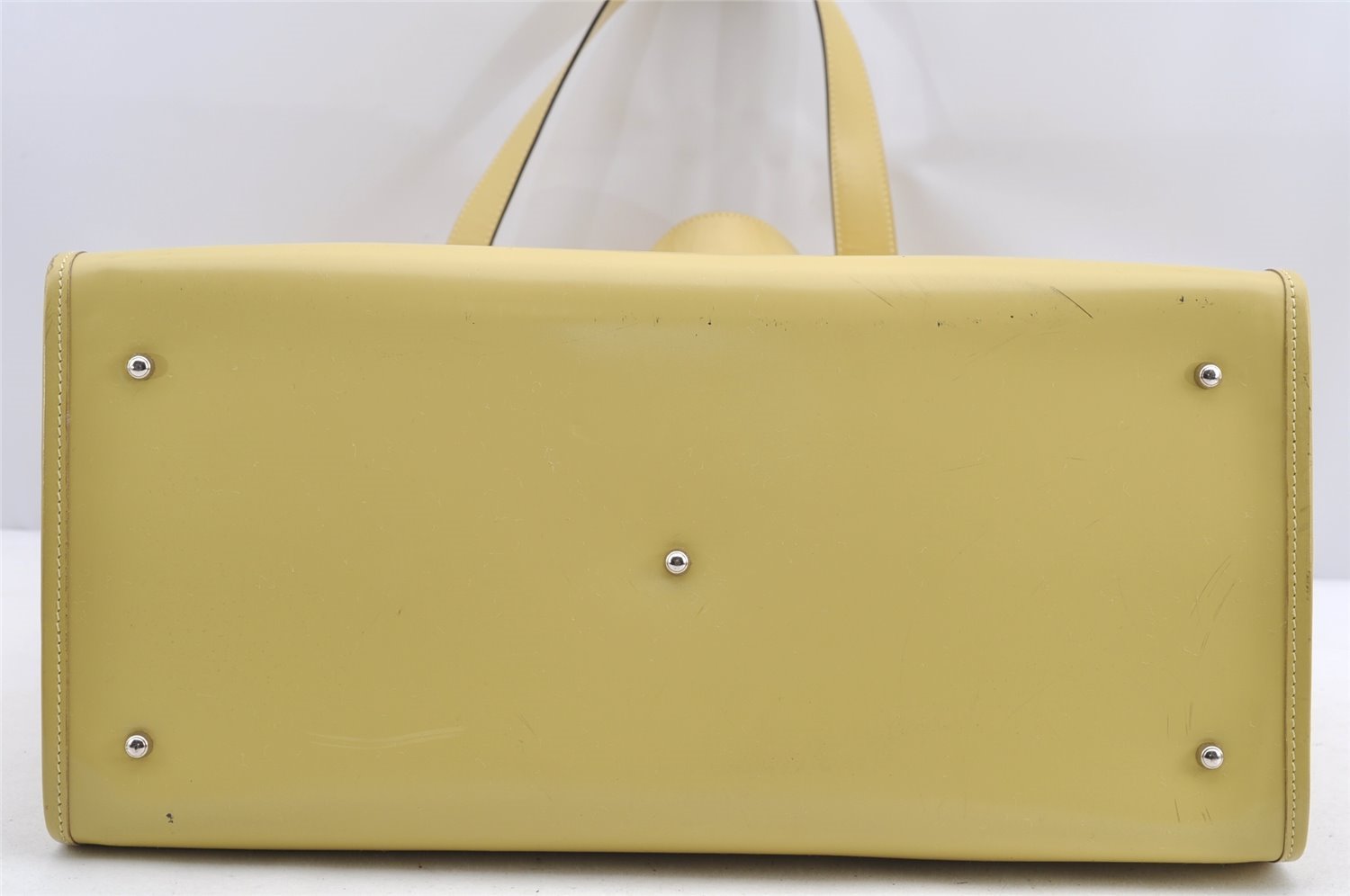 Authentic GUCCI Vintage Shoulder Tote Bag Mesh Leather Yellow 5273I