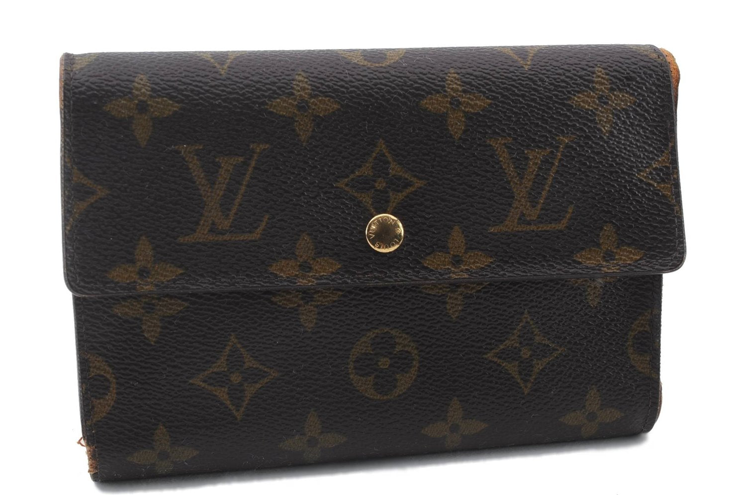 Authentic LOUIS VUITTON Monogram Porte Tresor Etui Papier Wallet M61202 LV 5279C