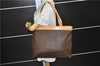 Authentic CELINE Macadam Blason Shoulder Tote Bag PVC Leather Brown 5281E