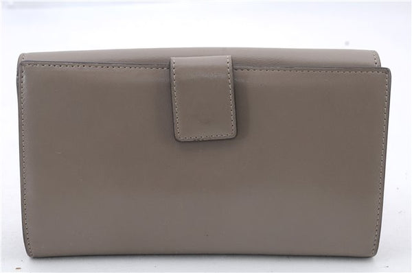 Authentic FENDI Peeka Boo Long Wallet Purse Leather Gray Box 5283C