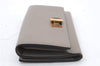 Authentic FENDI Peeka Boo Long Wallet Purse Leather Gray Box 5283C