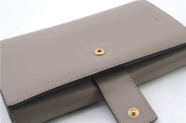 Authentic FENDI Peeka Boo Long Wallet Purse Leather Gray Box 5283C