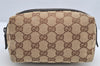 Authentic GUCCI Vintage Pouch Purse GG Canvas Leather 29595 Brown 5283I