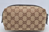 Authentic GUCCI Vintage Pouch Purse GG Canvas Leather 29595 Brown 5283I