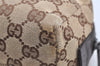 Authentic GUCCI Vintage Pouch Purse GG Canvas Leather 29595 Brown 5283I