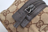 Authentic GUCCI Vintage Pouch Purse GG Canvas Leather 29595 Brown 5283I