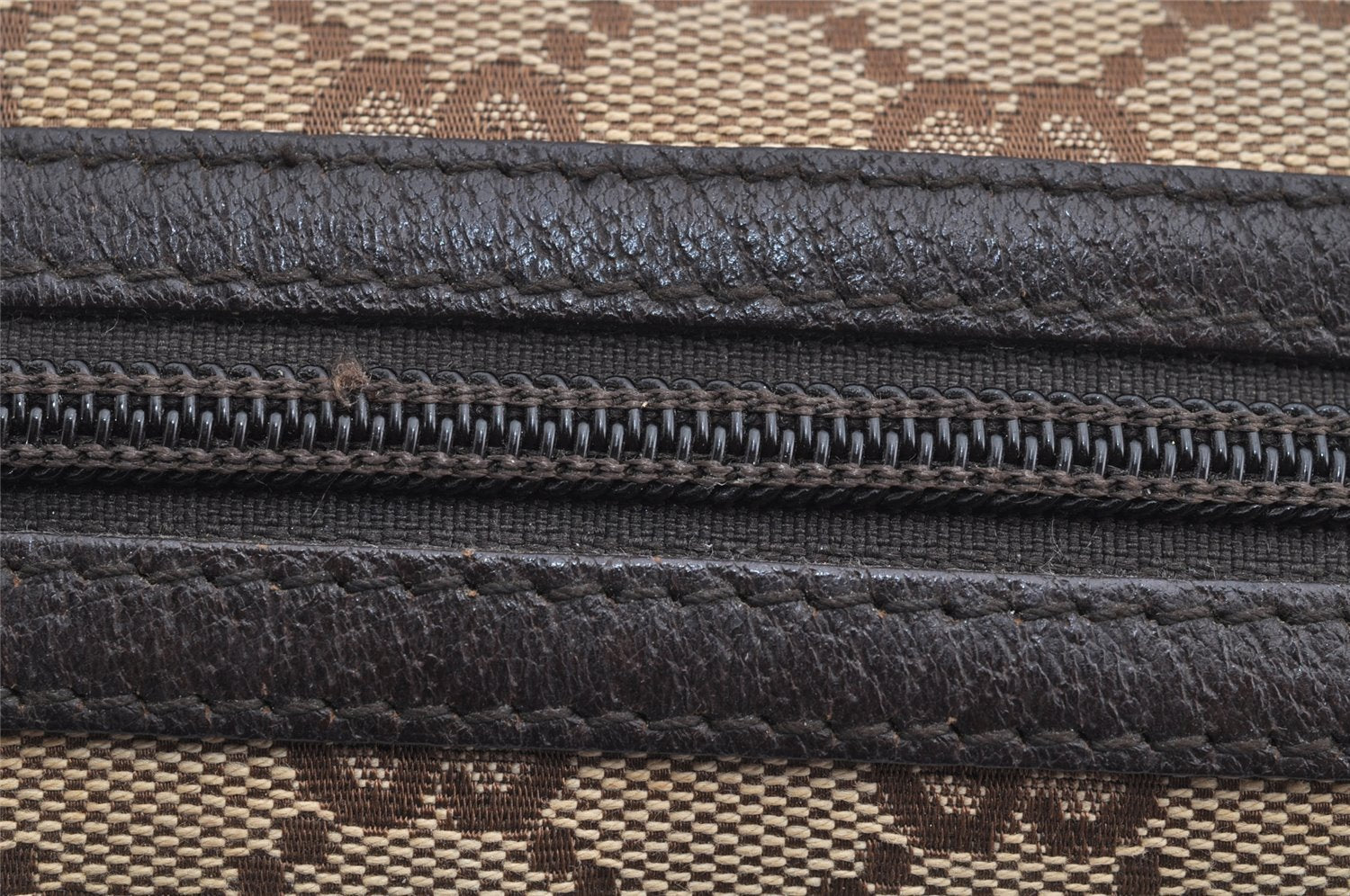 Authentic GUCCI Vintage Pouch Purse GG Canvas Leather 29595 Brown 5283I