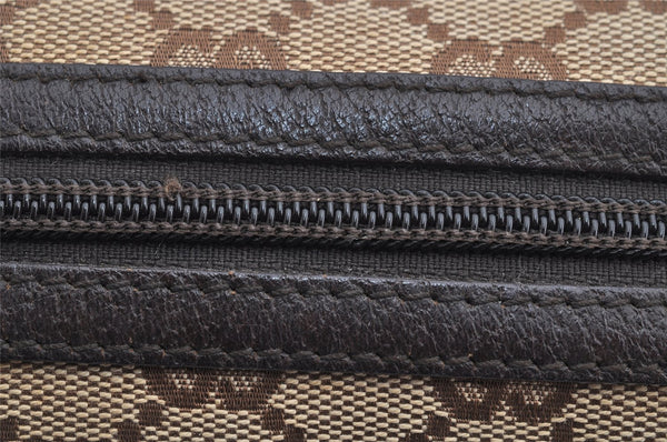 Authentic GUCCI Vintage Pouch Purse GG Canvas Leather 29595 Brown 5283I