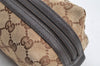 Authentic GUCCI Vintage Pouch Purse GG Canvas Leather 29595 Brown 5283I