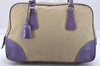 Authentic PRADA Vintage Canvas Leather Hand Boston Bag Beige 5284I