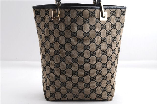 Authentic GUCCI Shoulder Tote Bag Purse GG Canvas Leather 0021099 Black 5287E