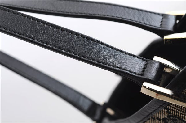 Authentic GUCCI Shoulder Tote Bag Purse GG Canvas Leather 0021099 Black 5287E