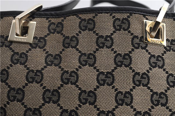 Authentic GUCCI Shoulder Tote Bag Purse GG Canvas Leather 0021099 Black 5287E