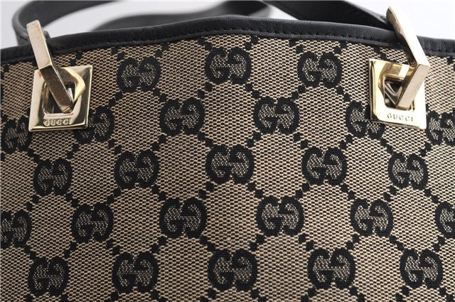 Authentic GUCCI Shoulder Tote Bag Purse GG Canvas Leather 0021099 Black 5287E