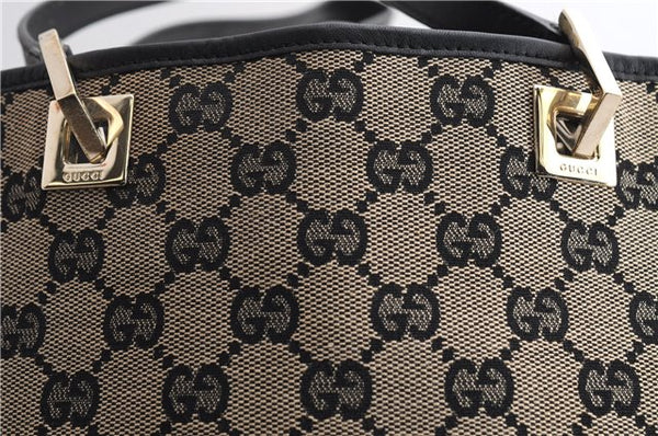 Authentic GUCCI Shoulder Tote Bag Purse GG Canvas Leather 0021099 Black 5287E