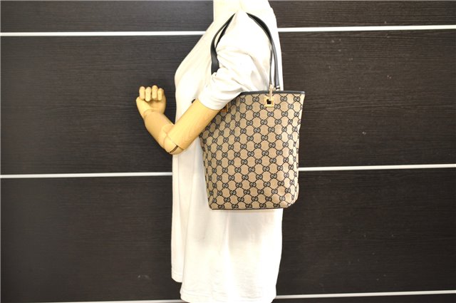 Authentic GUCCI Shoulder Tote Bag Purse GG Canvas Leather 0021099 Black 5287E