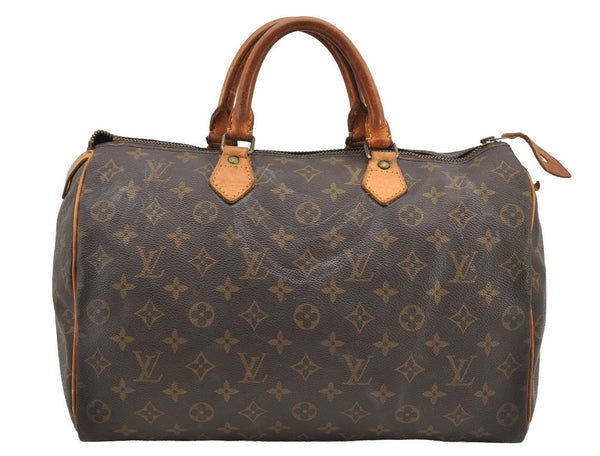 Authentic Louis Vuitton Monogram Speedy 35 Hand Boston Bag M41524 LV Junk 5287I