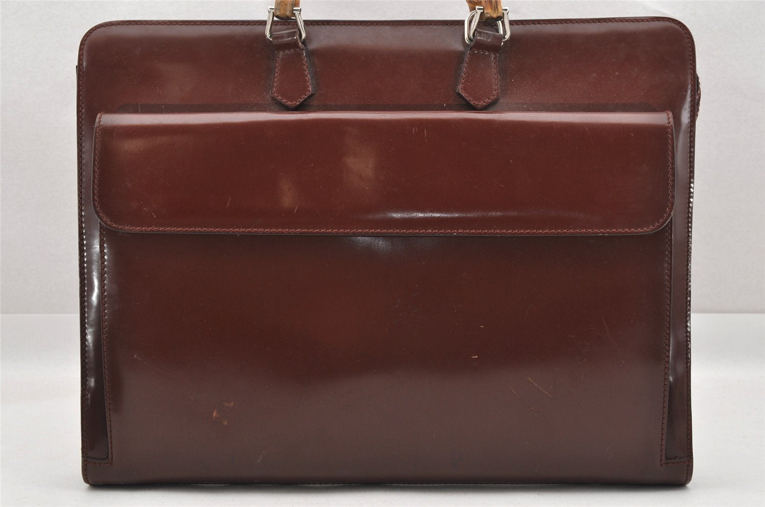 Authentic GUCCI Bamboo 2Way Briefcase Business Bag Leather Brown 5288I