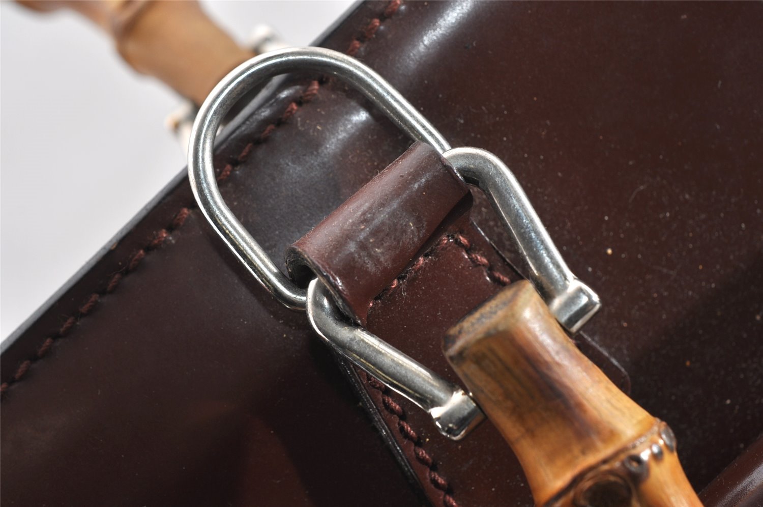 Authentic GUCCI Bamboo 2Way Briefcase Business Bag Leather Brown 5288I