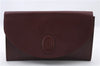 Authentic Cartier Must de Cartier Clutch Bag Leather Bordeaux Red 5292C