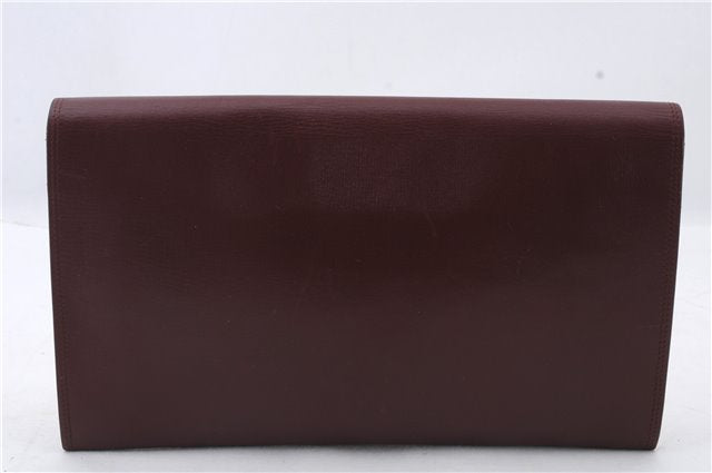 Authentic Cartier Must de Cartier Clutch Bag Leather Bordeaux Red 5292C