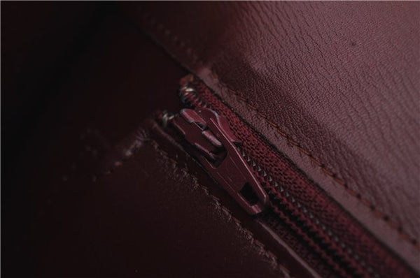Authentic Cartier Must de Cartier Clutch Bag Leather Bordeaux Red 5292C