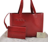 Authentic PRADA Vitello Shoppin Leather Nappa Shoulder Tote Bag B9029 Red 5292I