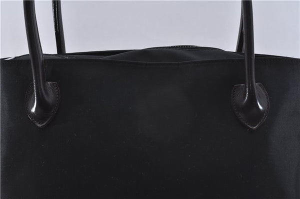 Authentic BURBERRY BLUE LABEL Check Shoulder Tote Bag Nylon Leather Black 5293E