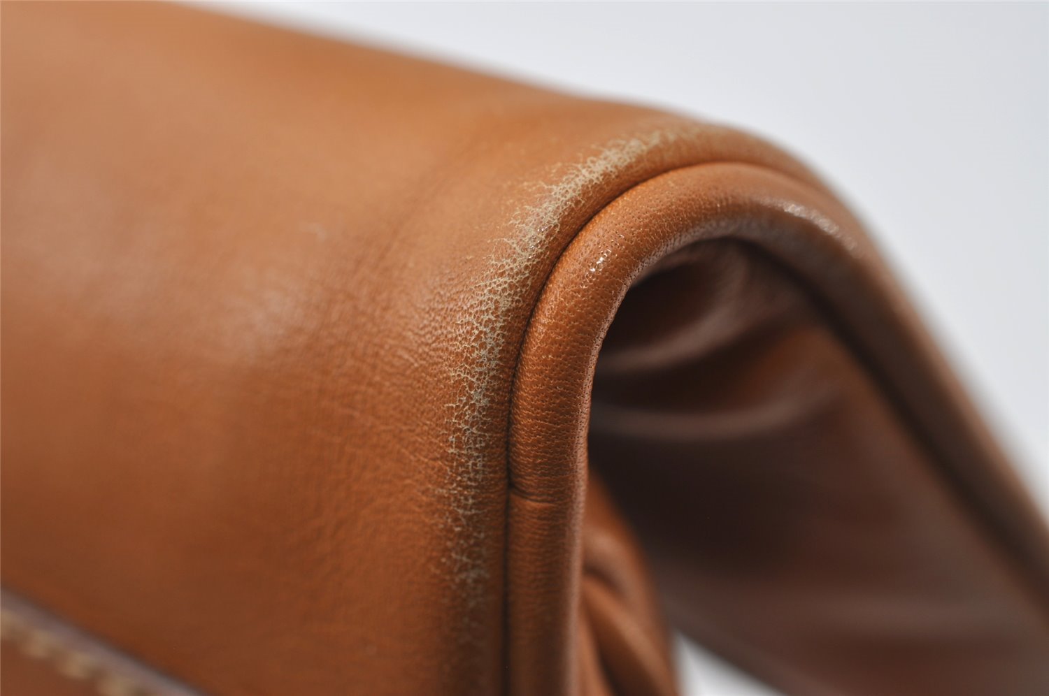 Authentic GUCCI Vintage Clutch Hand Bag Purse Leather Brown 5293I