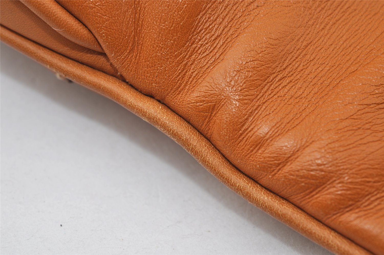 Authentic GUCCI Vintage Clutch Hand Bag Purse Leather Brown 5293I