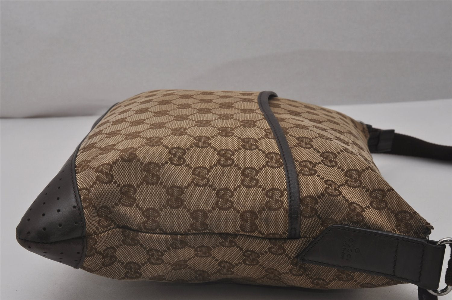 Authentic GUCCI Shoulder Cross Body Bag GG Canvas Leather 145857 Brown 5294I