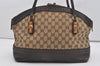 Auth GUCCI Bamboo Laidback Crafty Tote Bag GG Canvas Leather 339002 Brown 5295I