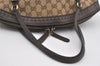 Auth GUCCI Bamboo Laidback Crafty Tote Bag GG Canvas Leather 339002 Brown 5295I