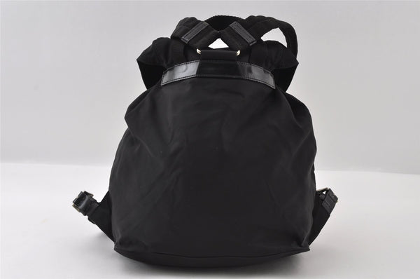 Authentic PRADA VELA Nylon Tessuto Leather Backpack Purse B6677 Black 5298I