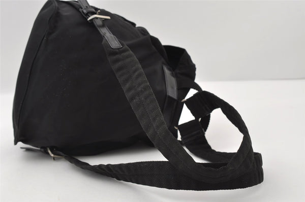 Authentic PRADA VELA Nylon Tessuto Leather Backpack Purse B6677 Black 5298I