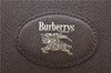 Authentic Burberrys Check Clutch Hand Bag Canvas Leather Khaki Green 5299C